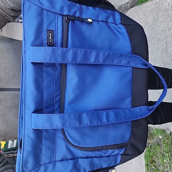 LL Bean Duffle Bag 0FVL2 Double Handle Shoulder Tote Zip Top Blue Nylon Used Onc - Picture 9 of 12